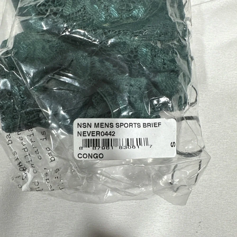 NWT Cosabella [ MENS Small ] Never Say Never Sports Brief Lace Congo Green U1942